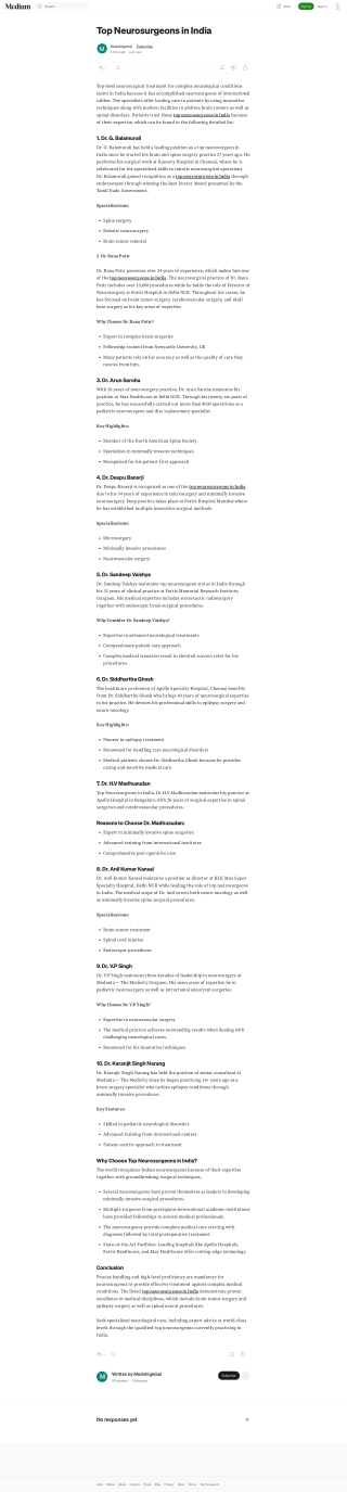 List Of Top Neurosurgeons in India