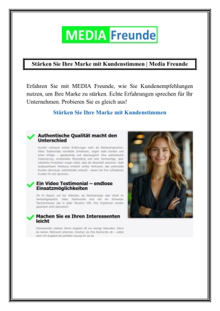Stärken Sie Ihre Marke mit Kundenstimmen  Media Freunde