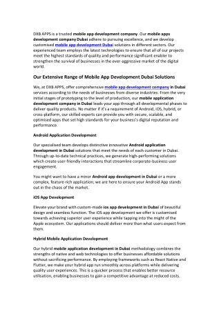 DXB APPS has a team of experts in  mobile app development Dubai solutions