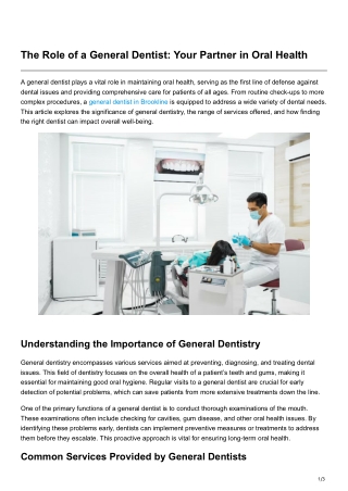The Role of a General Dentist Your Partner in Oral Health