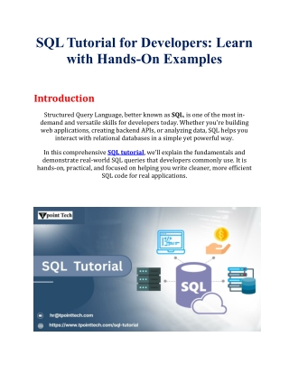 SQL Tutorial for Developers: Learn with Hands-On Examples