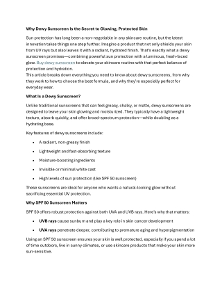 Why Dewy Sunscreen Is the Secret to Glowing Protected Skin