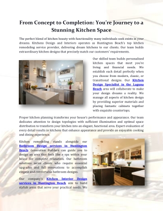 From Concept to Completion: You’re Journey to a Stunning Kitchen Space