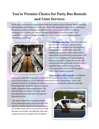 You’re Premier Choice for Party Bus Rentals and Limo Services