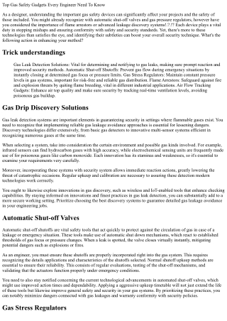 Top Gas Safety And Security Devices Every Engineer Should Know