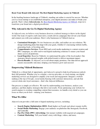 Best Digital Marketing Agency in Vikhroli | adycool.com