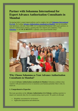 Advance Authorisation Consultants in Mumbai