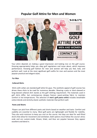 Popular Golf Attire for Men and Women