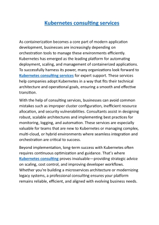 Kubernetes consulting services