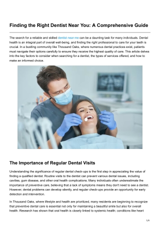 Finding the Right Dentist Near You A Comprehensive Guide