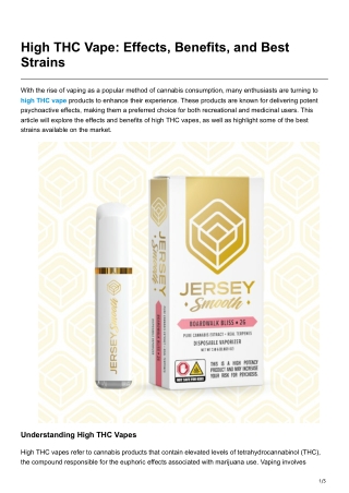 High THC Vape Effects, Benefits, and Best Strains