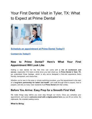 Your First Dental Visit in Tyler, TX_ What to Expect at Prime Dental