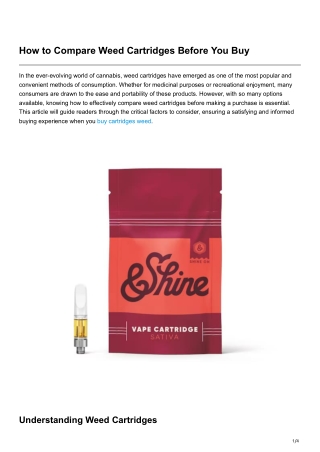 How to Compare Weed Cartridges Before You Buy