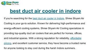 best duct air cooler in indore