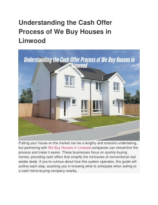 Understanding the Cash Offer Process of We Buy Houses in Linwood