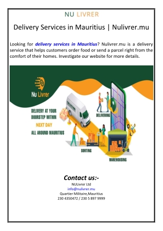 Delivery Services in Mauritius | Nulivrer.mu