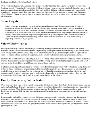 The Role of Safety Shutoffs in Gas Systems