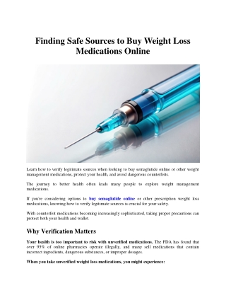 Finding Safe Sources to Buy Weight Loss Medications Online