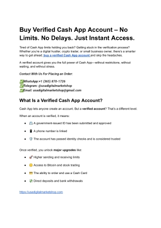 Buy Verified Cash App Account – No Limits