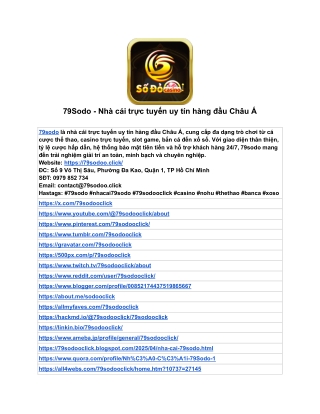 79Sodo - Nhà cái trực tuyến uy tín hàng đầu Châu Á