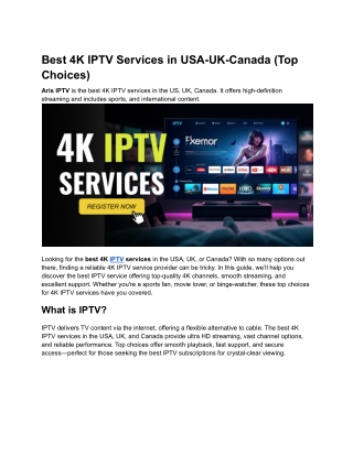 Best 4K IPTV Services in USA-UK-Canada (Top Choices)