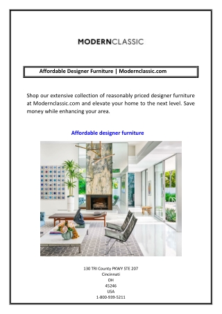 Affordable Designer Furniture  Modernclassic.com