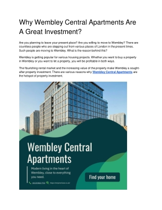 Why Wembley Central Apartments Are A Great Investment_