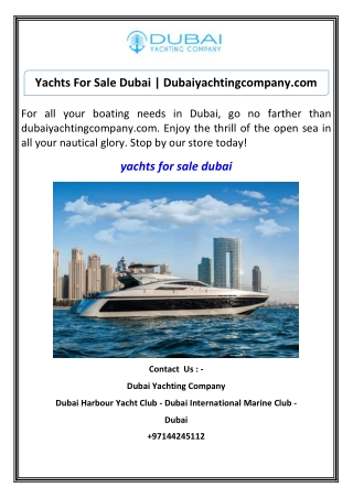 Yachts For Sale Dubai  Dubaiyachtingcompany.com