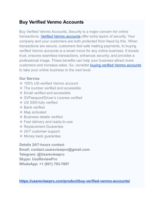 Buy Verified Venmo Accounts to Speed Up Online Transactions