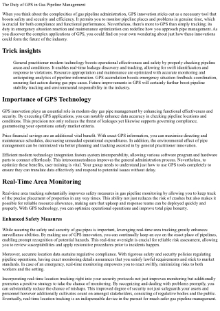 The Role of GPS in Gas Pipeline Management