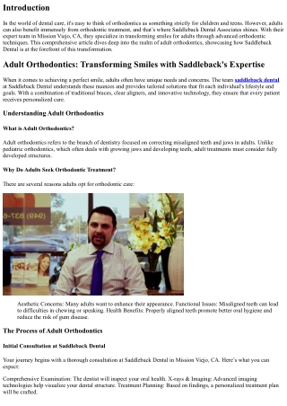 Adult Orthodontics: Transforming Smiles with Saddleback's Expertise