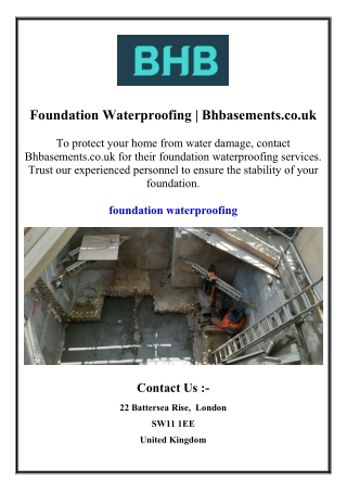 Foundation Waterproofing Bhbasements.co.uk
