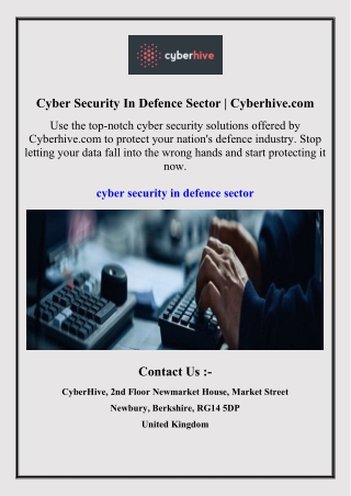 Cyber Security In Defence Sector Cyberhive.com
