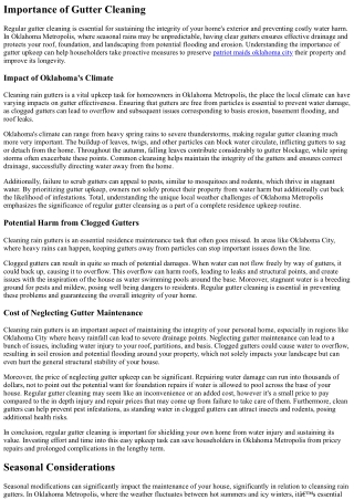 Cleaning Rain Gutters In Oklahoma Metropolis: What You Need To Know