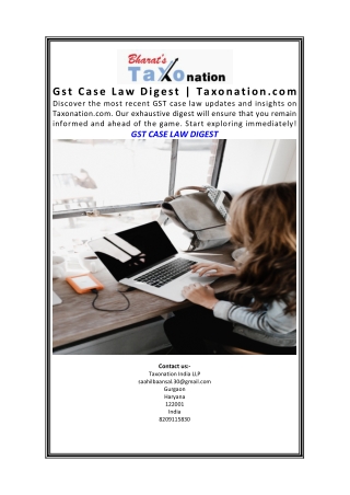 Gst Case Law Digest Taxonation.com