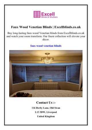 Faux Wood Venetian Blinds Excellblinds.co.uk