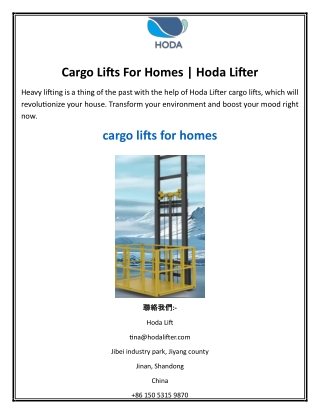 Cargo Lifts For Homes