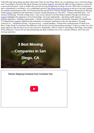 # Best Moving and packing san diego: Relocation Team for San Diego Metro