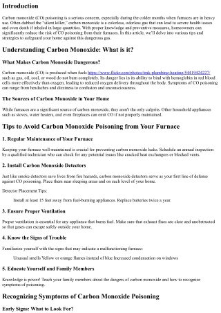 Tips to Avoid Carbon Monoxide Poisoning from Your Furnace