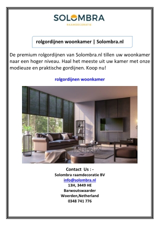 rolgordijnen woonkamer  Solombra.nl