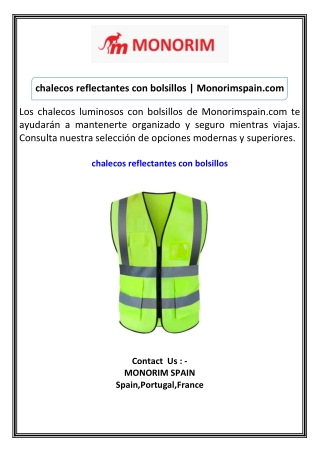 chalecos reflectantes con bolsillos  Monorimspain.com