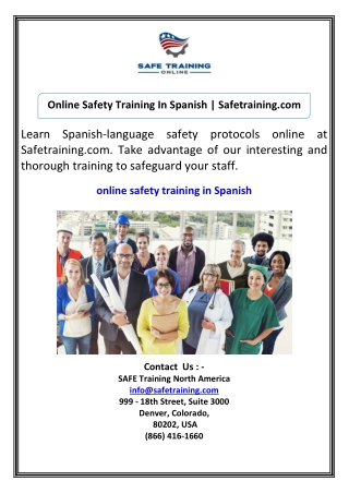 Online Safety Training In Spanish Safetraining.com