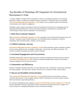 Top Benefits of WhatsApp API Integration for Omnichannel Businesses in India