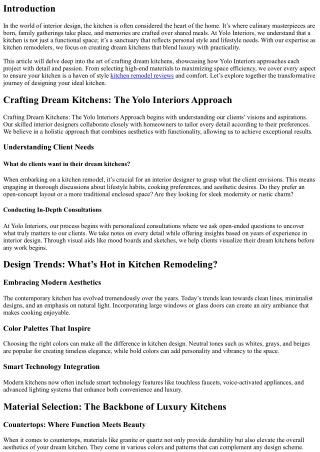 Crafting Dream Kitchens: The Yolo Interiors Approach