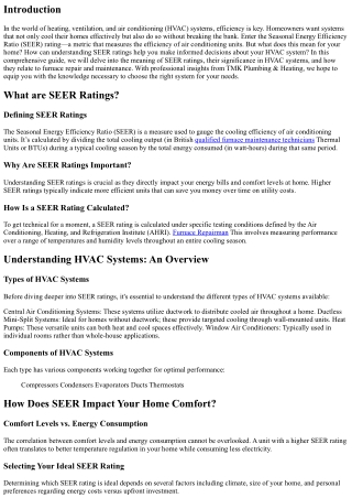 Understanding SEER Ratings and Their Importance in HVAC Systems - A Guide byTMk