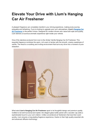 Elevate Your Drive with Llum’s Hanging Car Air Freshener