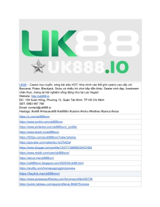 Uk88 - Sân Chơi Minh Bạch, Dịch Vụ Hoàn Hảo Nhất 2025