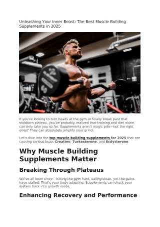 Unleashing Your Inner Beast The Best Muscle Building Supplements in 2025