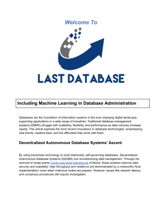 Including Machine Learning in Database Administration (2)