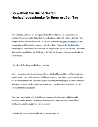 So wählen Sie die perfekten Hochzeitsgeschenke für Ihren großen Tag